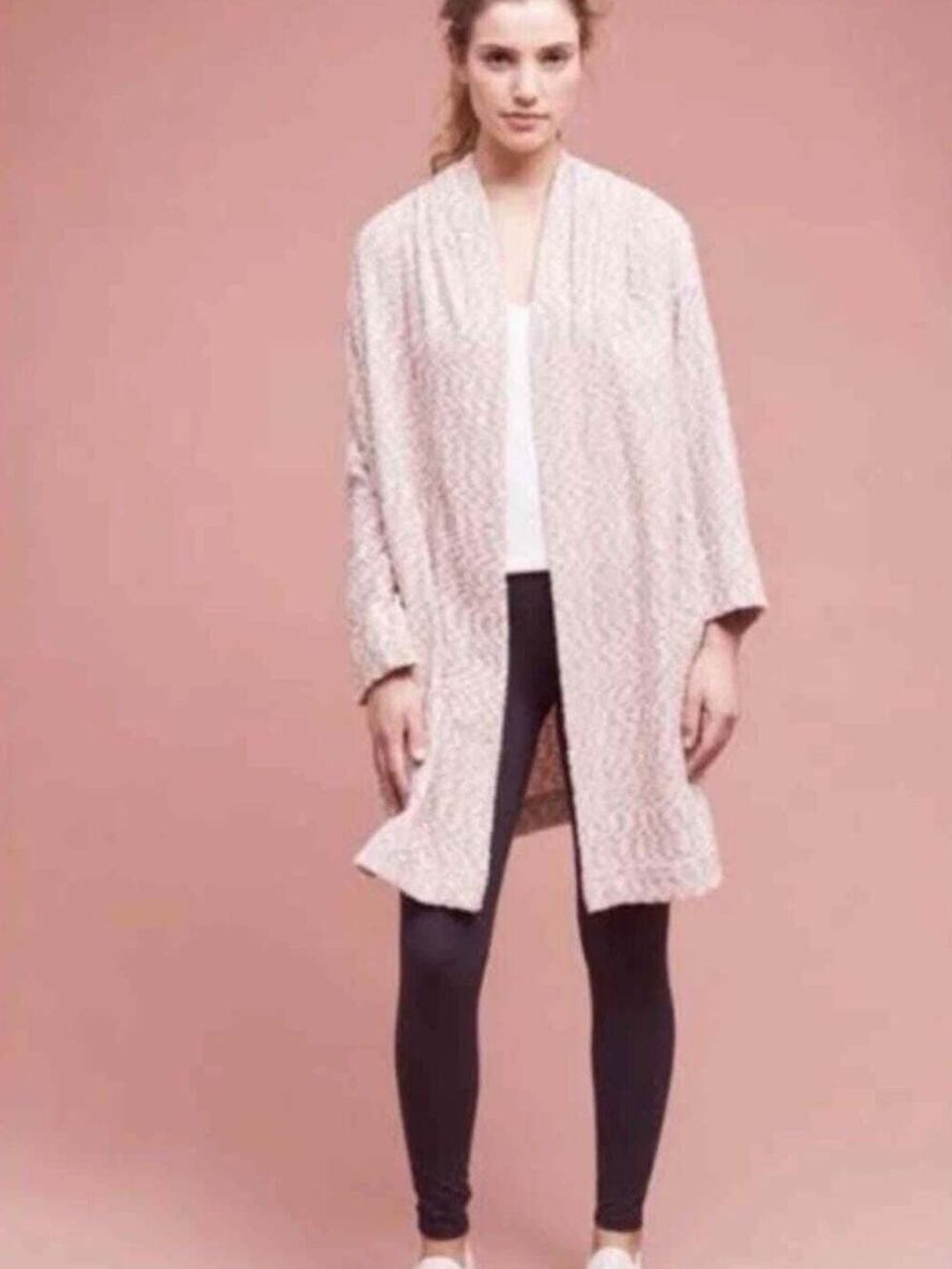 Saturday/Sunday Anthropologie Ingleside Hooded Lurex Knit Duster Cardigan M/L